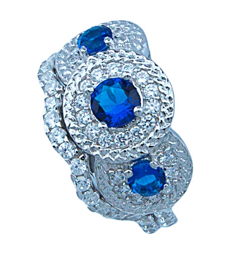 925 Silver Antique Style Sterling Couture Engagement Ring Set