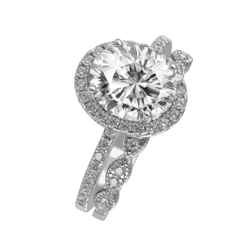 925 Sterling Silver Antique Style Wedding Ring Set
