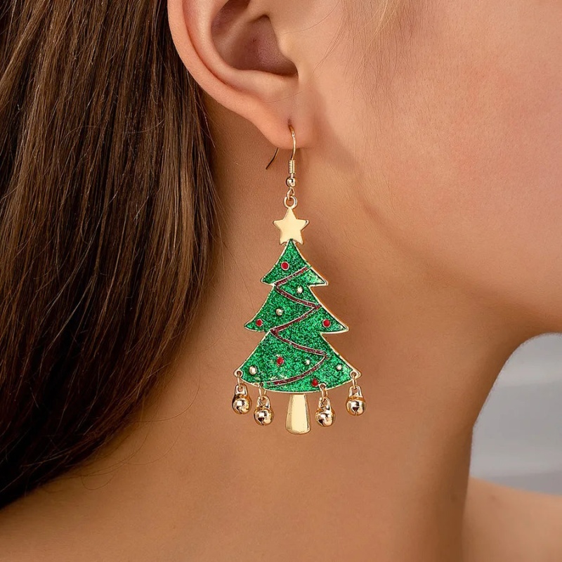 Enamel Christmas Tree & Snowflake Earrings For Women