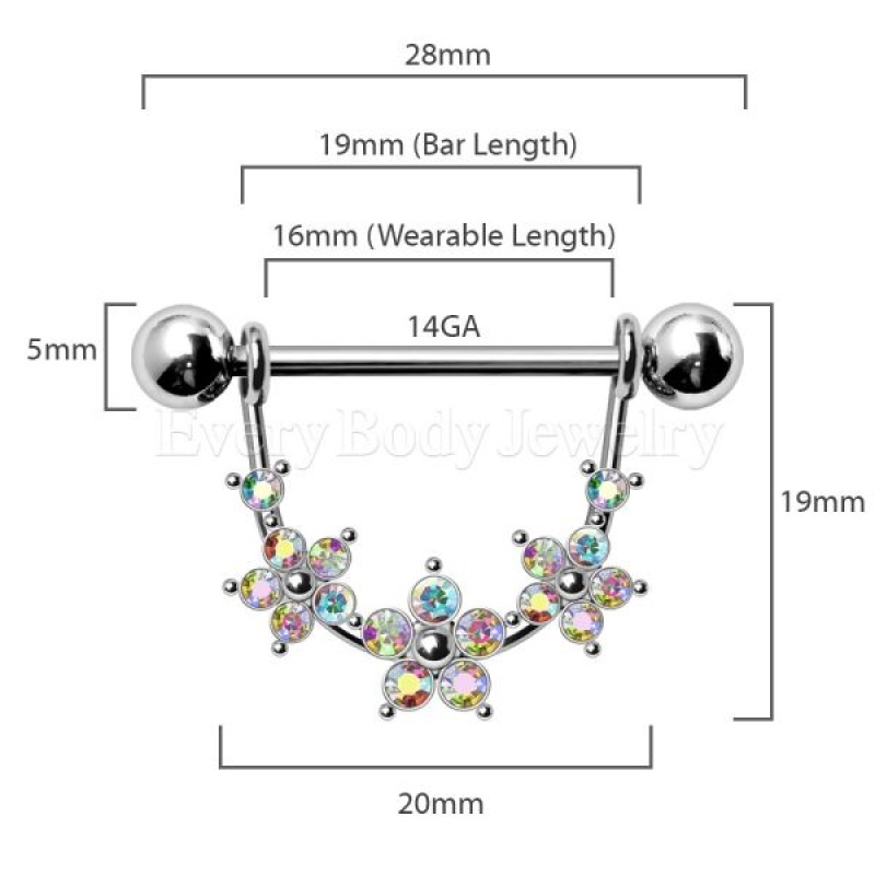 316L Stainless Steel Radiant Triple Flower Nipple Shield