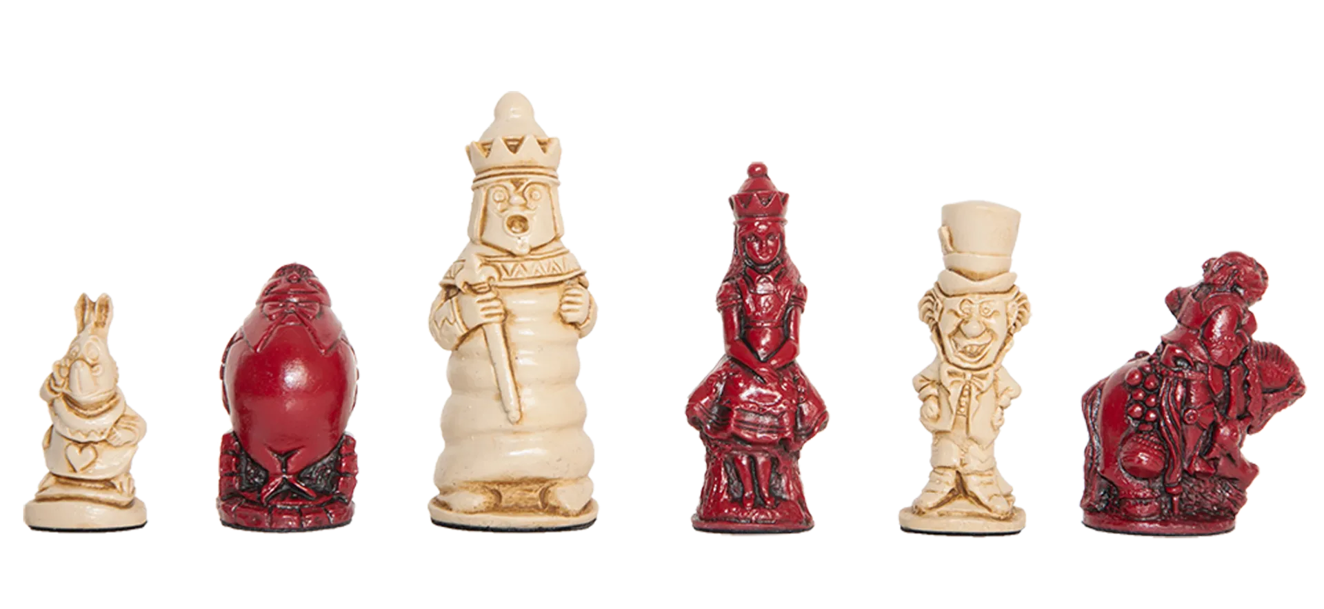 Alice in Wonderland Chess Pieces - 3.5" King - Red & Natural