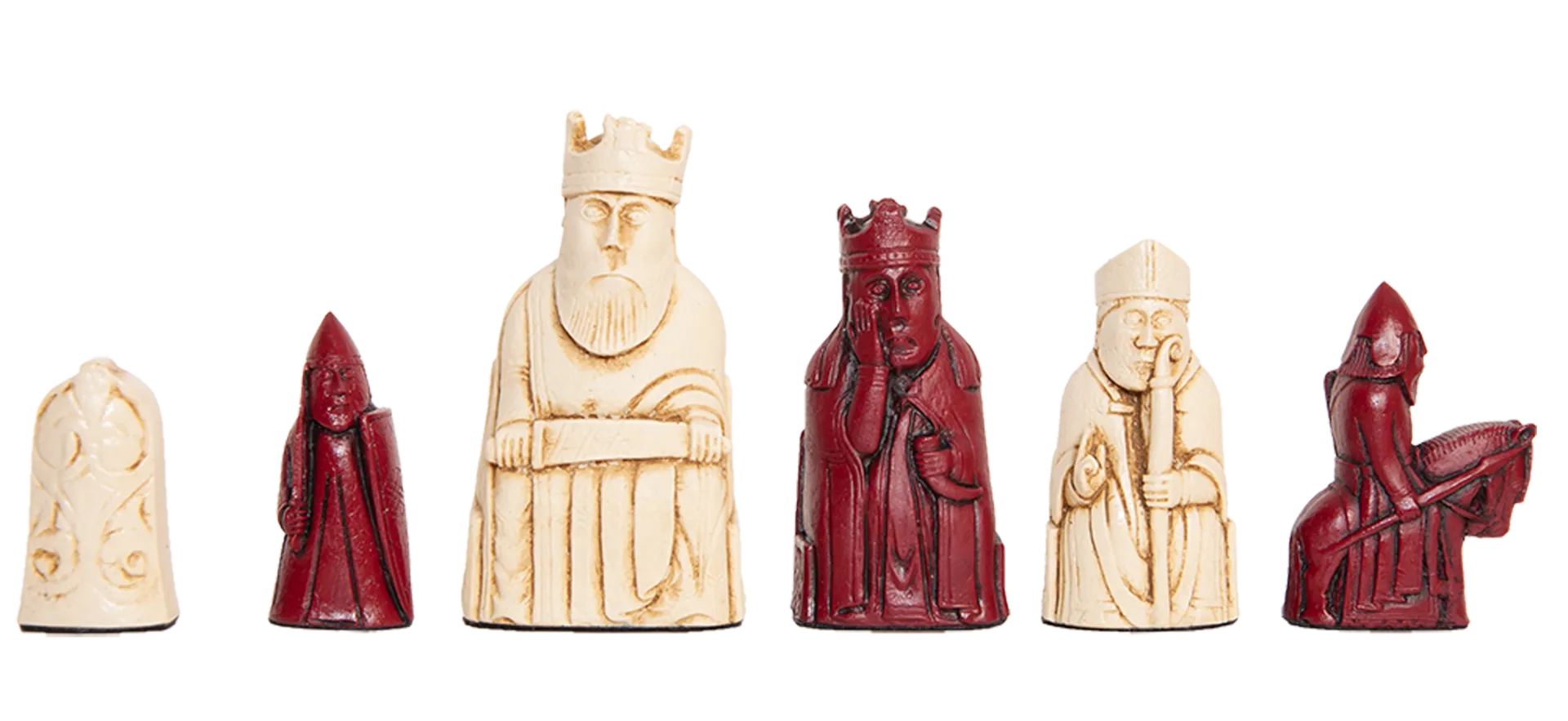The Isle Of Lewis Chess Pieces - 3.5" King - Red And Natural