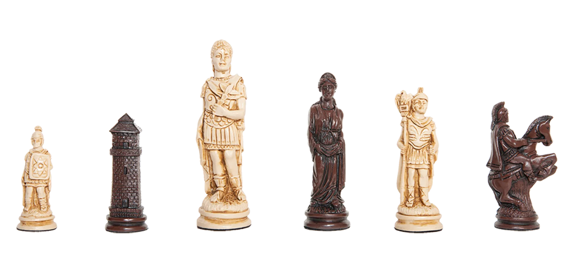 Roman Themed Chess Pieces - 4.25" King - Brown & Natural