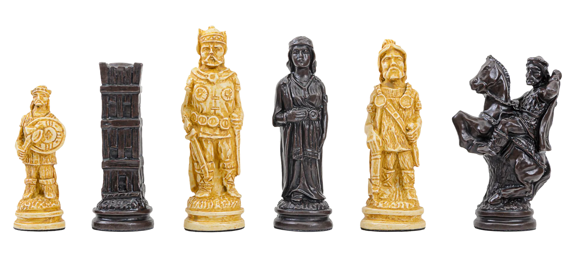 The Viking Series Chess Pieces - 4.4" King - Brown And Natural