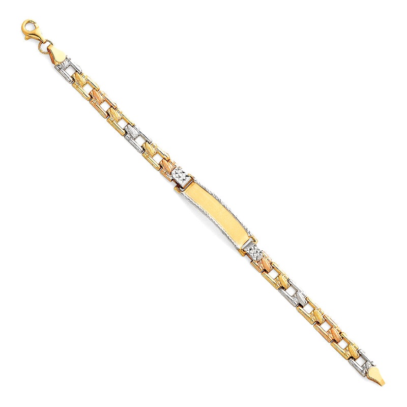 14K Gold Light Stampato Engravable Id Bracelet - 6'