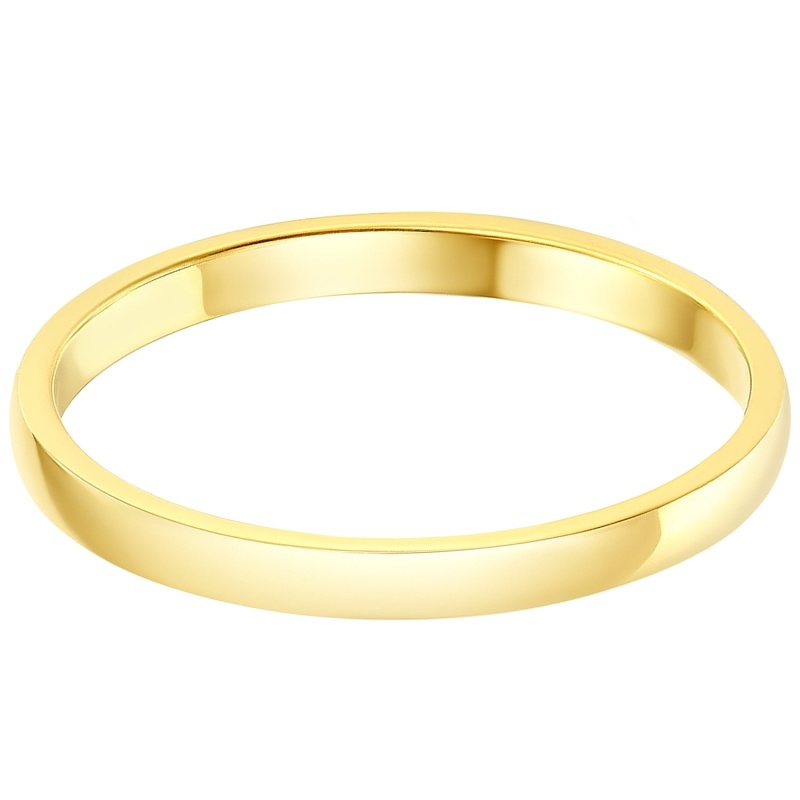 14K Solid Gold 2Mm Plain Standard Classic Fit Traditional Wedding Band Ring