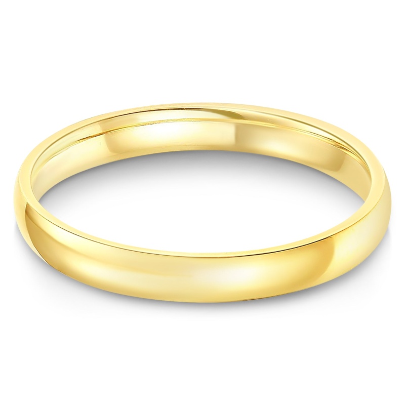 14K Solid Gold 3Mm Plain Standard Classic Fit Traditional Wedding Band Ring