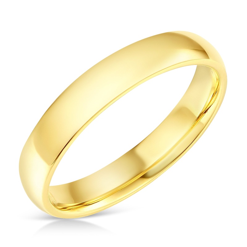 14K Solid Gold 4Mm Plain Standard Classic Fit Traditional Wedding Band Ring