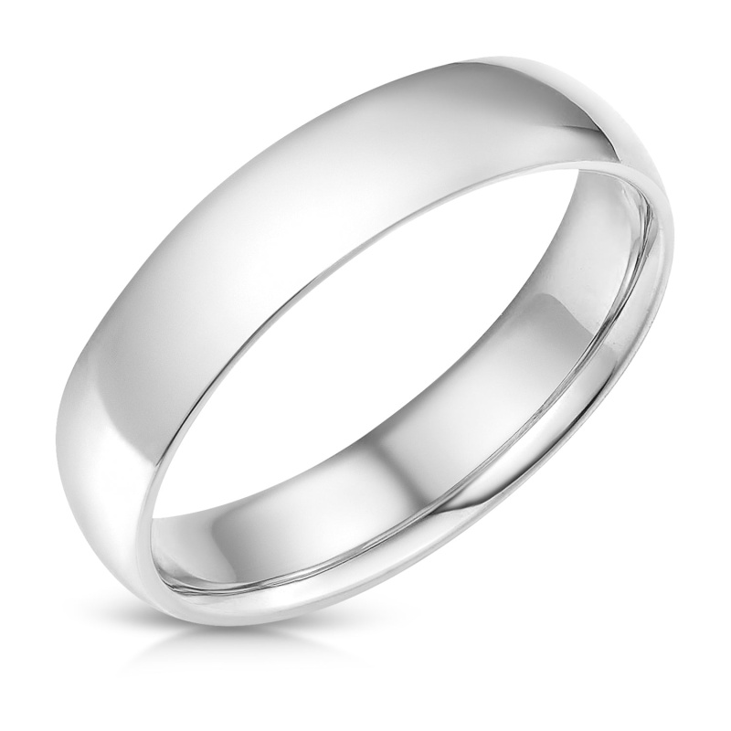 14K Solid Gold 5Mm Plain Standard Classic Fit Traditional Wedding Band Ring