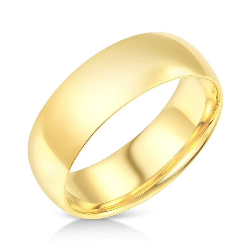 14K Solid Gold 7Mm Plain Standard Classic Fit Traditional Wedding Band Ring
