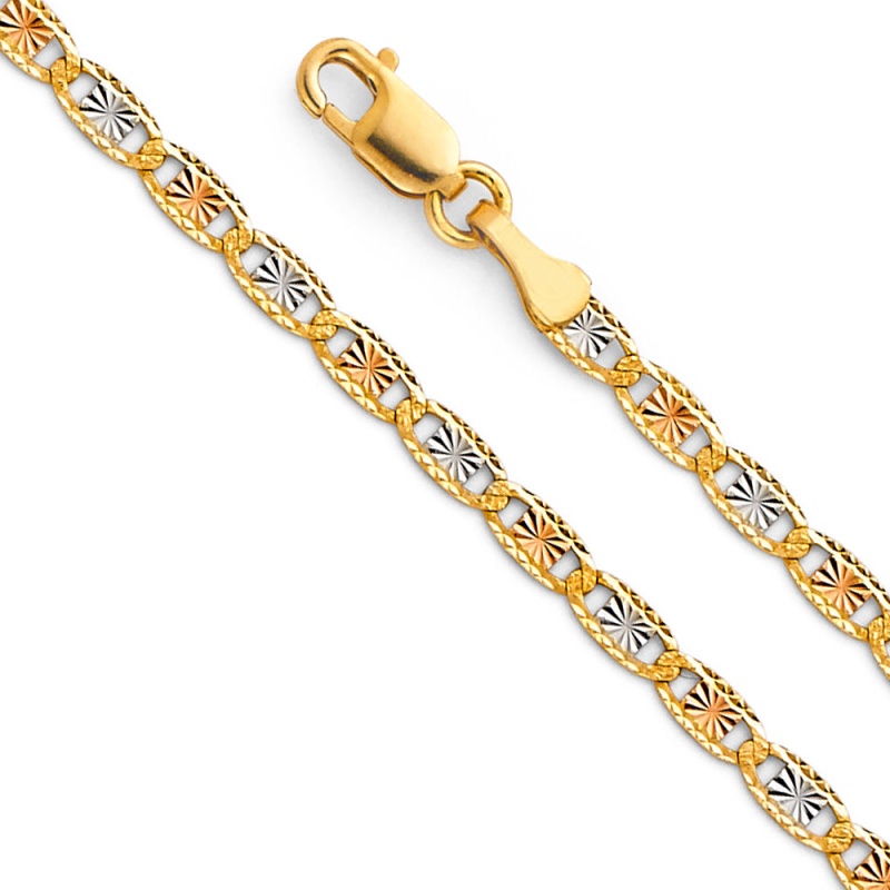 14K Gold 2.6Mm Valentino Diamond Cut Chain