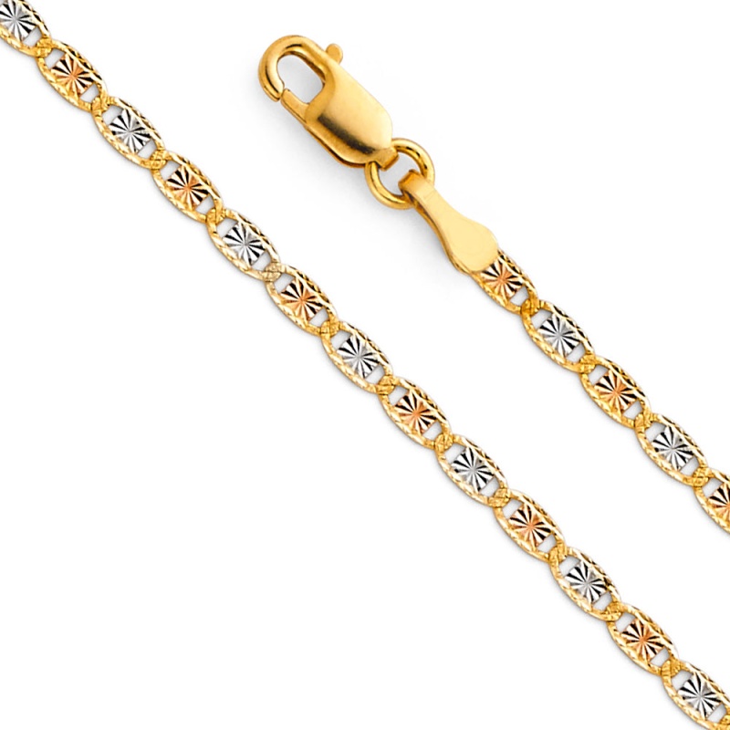 14K Gold 2Mm Valentino Diamond Cut Chain