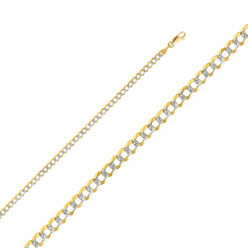 14K Gold 3.6Mm Cuban White Pave Chain