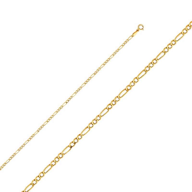 14K Gold 1.9Mm Hollow Figaro 3+1 Chain