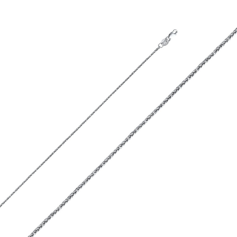 14K Gold 1Mm Square Wheat Diamond Cut Chain - 16