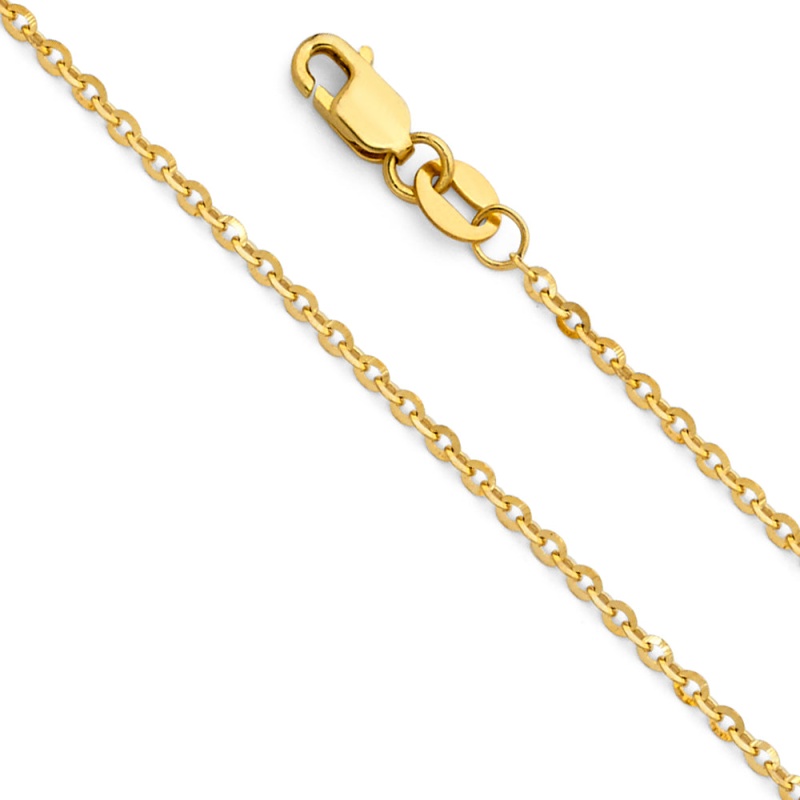 14K Gold 1.6Mm Bevelled Side Diamond Cut Rolo Cable Chain