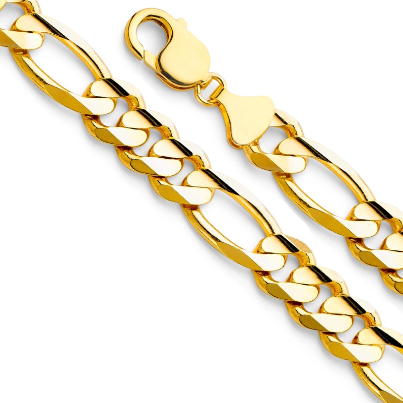 14K Gold 11.3Mm Figaro 3+1 Concave Chain