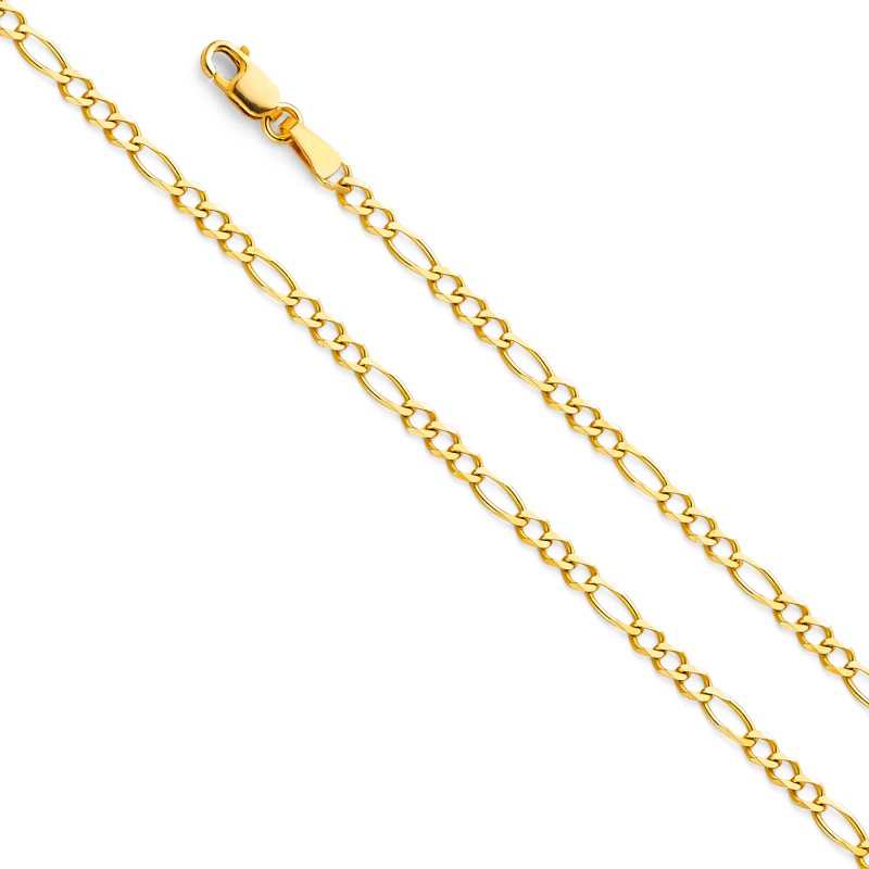 14K Gold 2.7Mm Figaro 3+1 Concave Chain