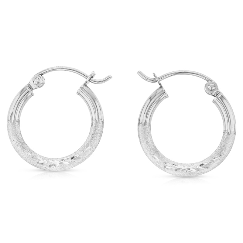 14K Gold 2Mm Diamond Cut Hoops