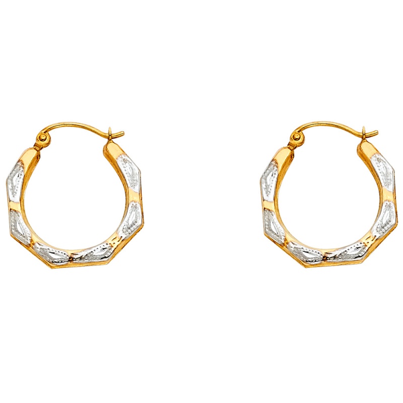 14K Gold Fancy Hollow Hoops