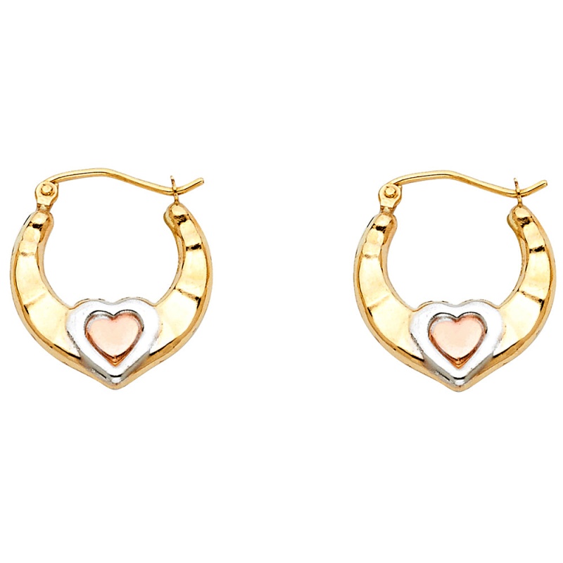 14K Gold Fancy Hollow Hoops