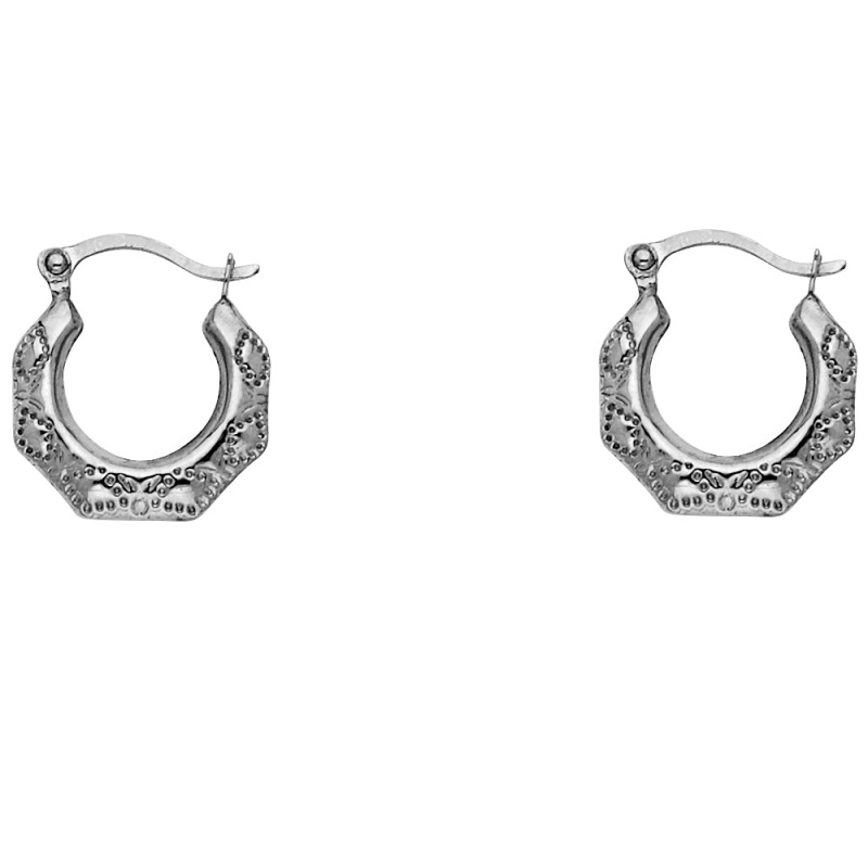 14K Gold Fancy Hollow Hoops - Yellow