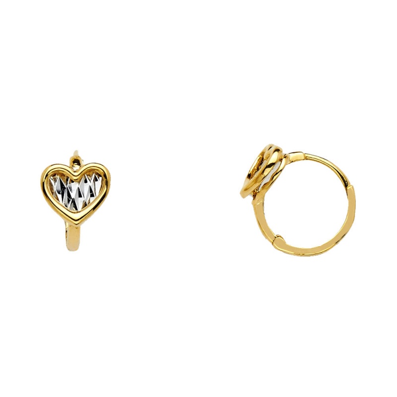 14K Gold Cz Stone Huggie Hoops