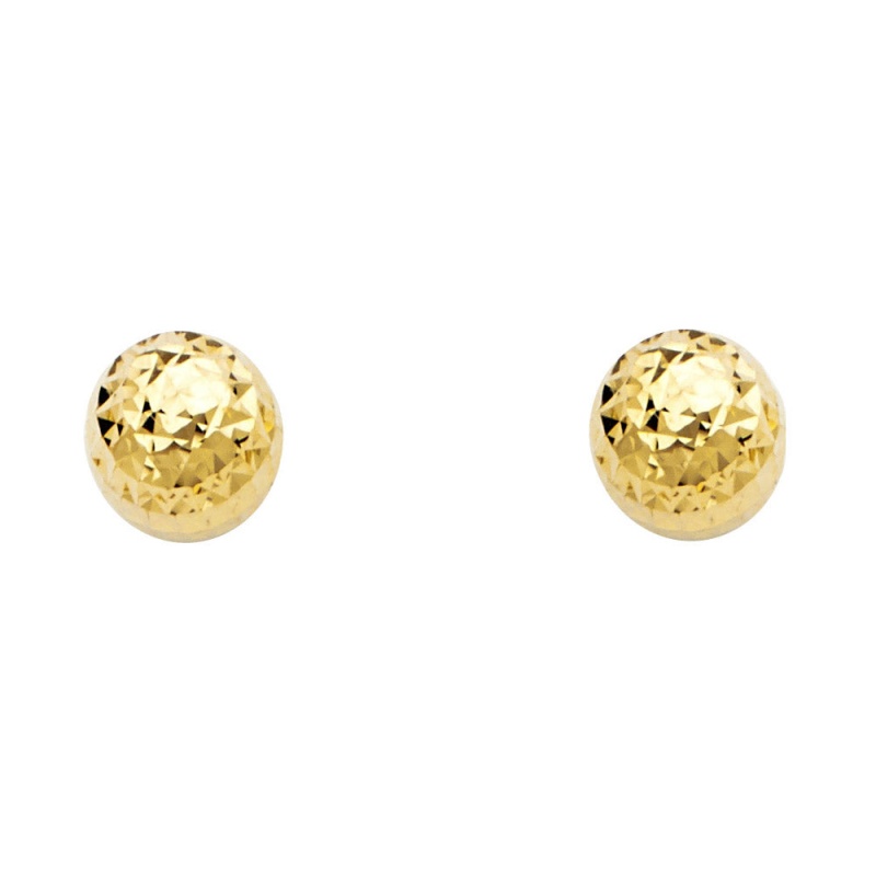 14K Gold Full Diamond Cut Ball Studs