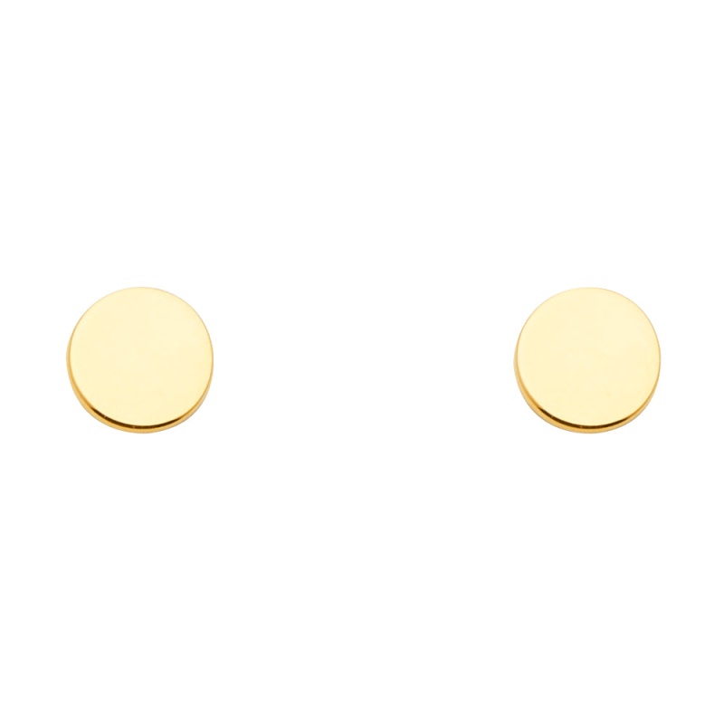 14K Gold Plain Circle Or Round Disk Earrings