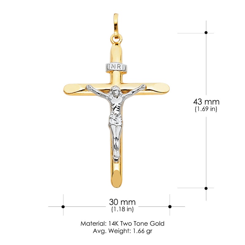 14K Gold Crucifix Cross Religious Pendant