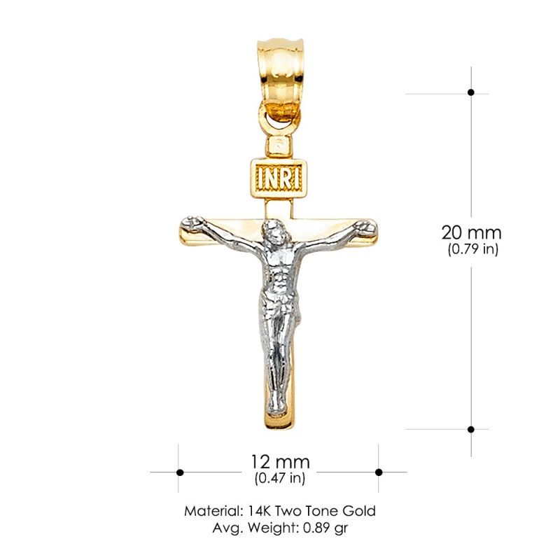 14K Gold Jesus Crucifix Cross Religious Pendant