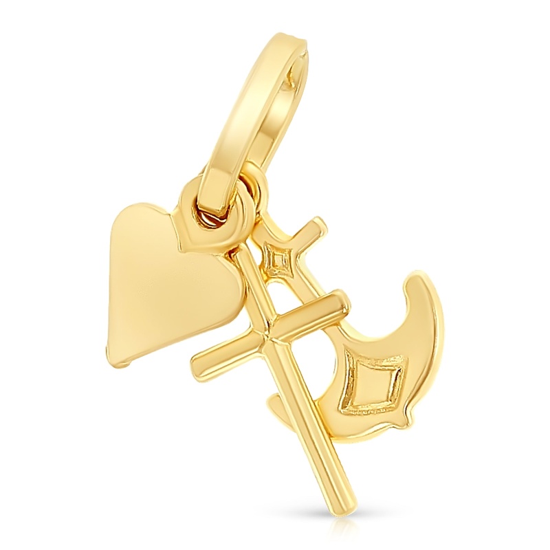 14K Gold Faith, Hope, And Charity Lucky Charm Pendant