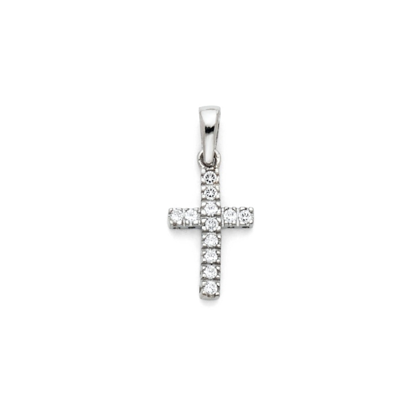 14K Gold Fancy Cross Cz Studded Religious Pendant