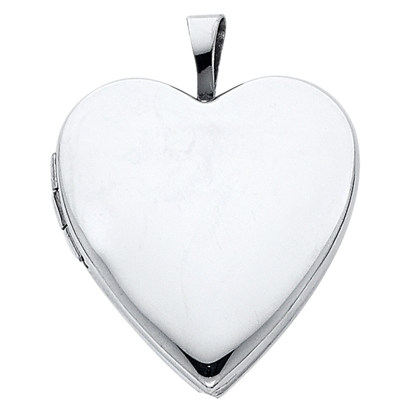 14K Gold Plain Heart Locket Charm Pendant - Yellow