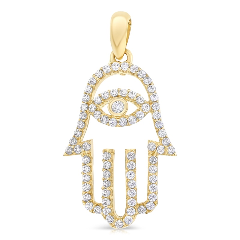 14K Gold Evil Eye Cz Charm Pendant