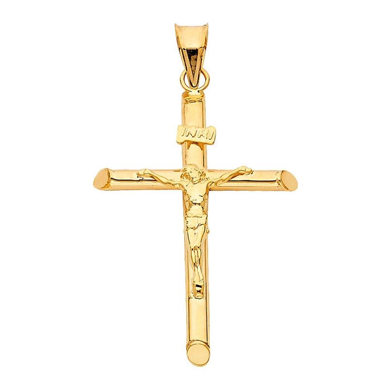 14K Gold Religious Crucifix Charm Pendant