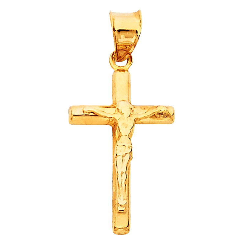 14K Gold Religious Crucifix Charm Pendant