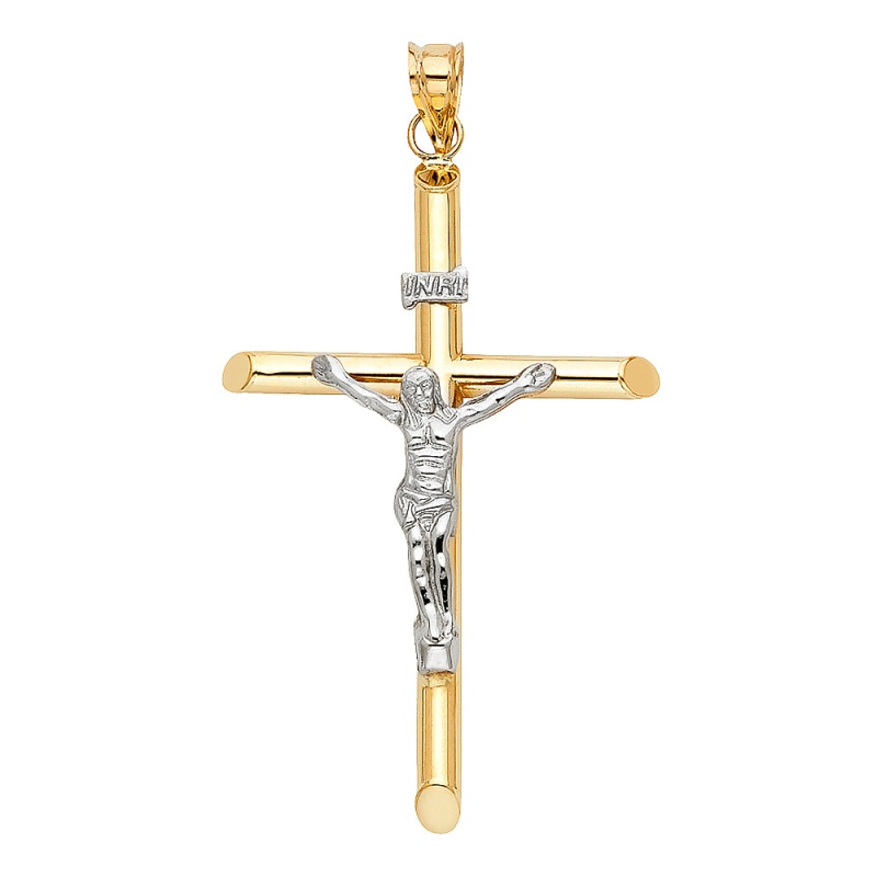 14K Gold Religious Crucifix Charm Pendant