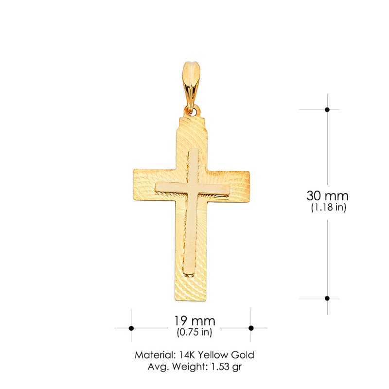 14K Gold Religious Cross Charm Pendant