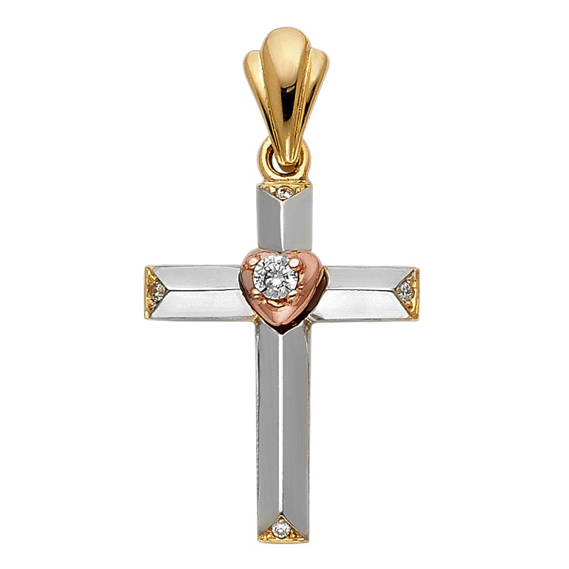 14K Gold Religious Cross Charm Pendant