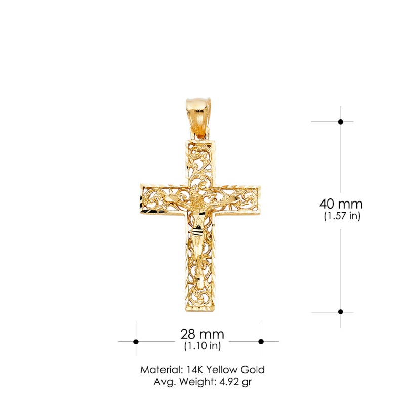 14K Gold Religious Crucifix Charm Pendant