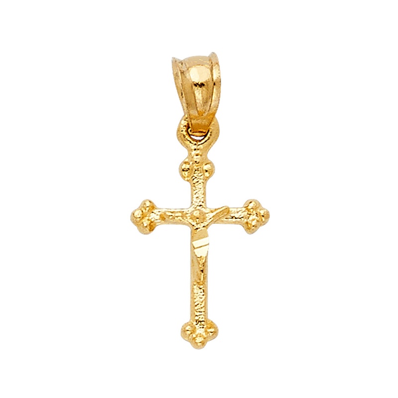 14K Gold Religious Crucifix Charm Pendant