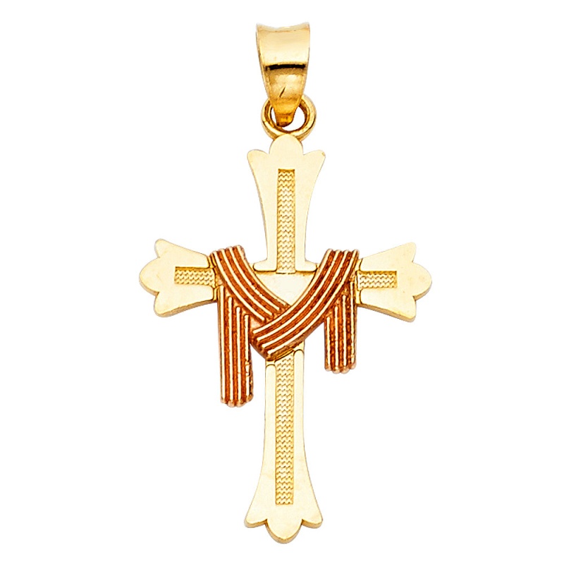 14K Gold Religious Cross Charm Pendant