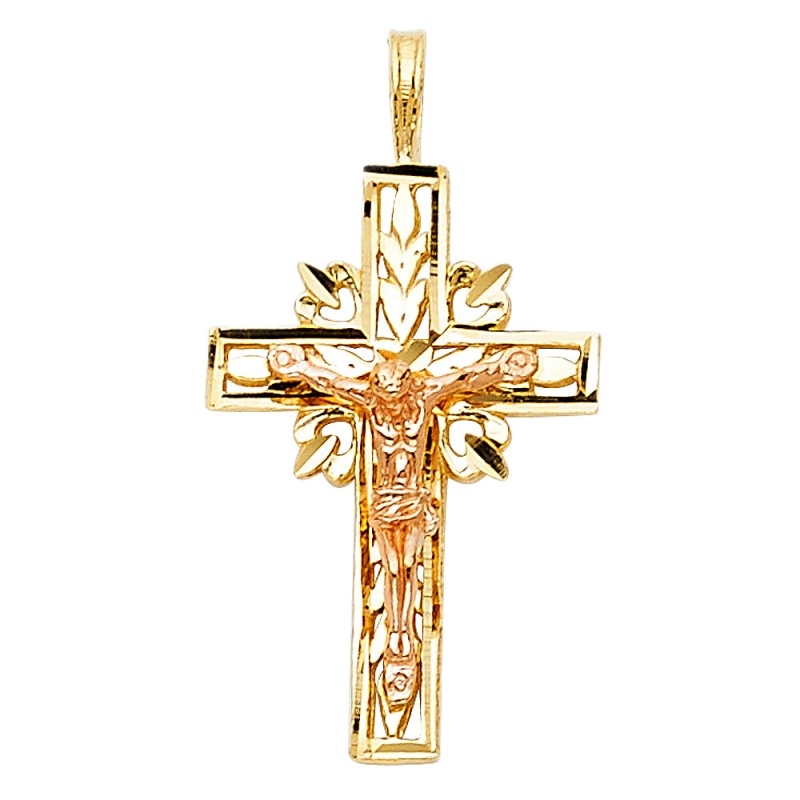 14K Gold Religious Crucifix Charm Pendant