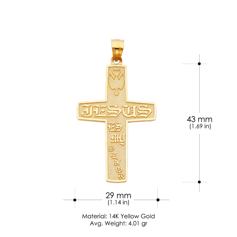 14K Gold Religious Cross Charm Pendant