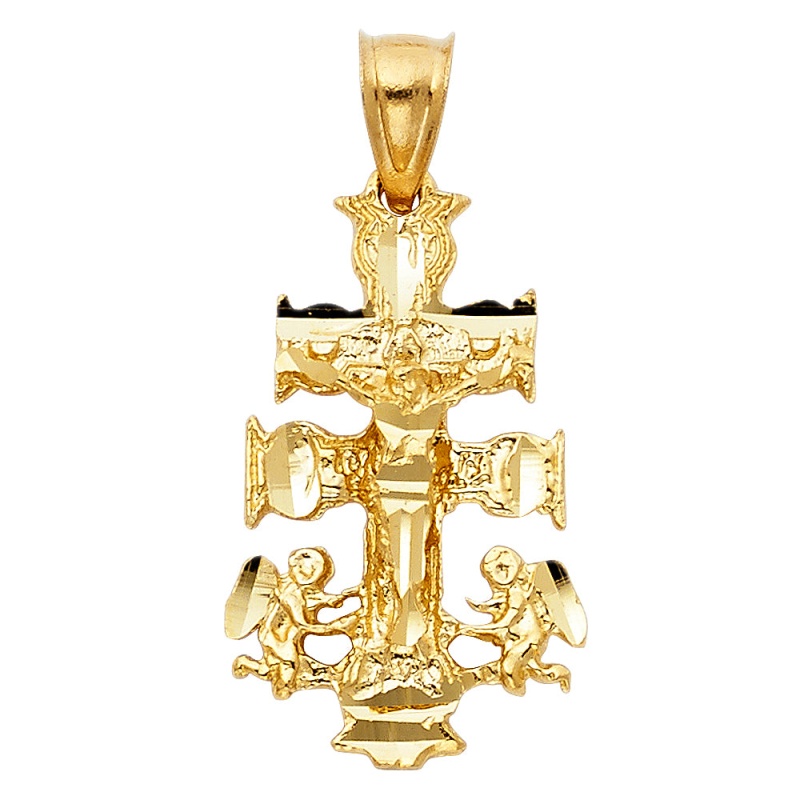 14K Gold Religious Cross Of Caravaca Charm Pendant