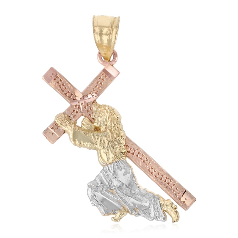 14K Gold Religious Charm Pendant