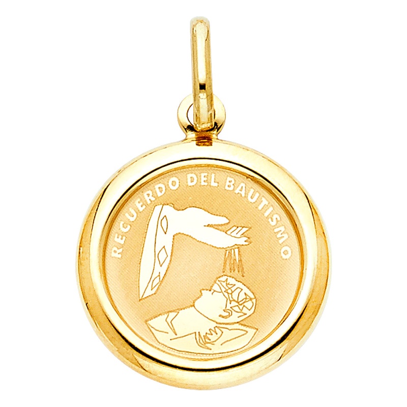 14K Gold Religious Baptism Charm Pendant