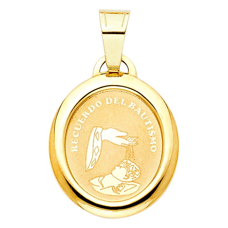 14K Gold Religious Baptism Charm Pendant