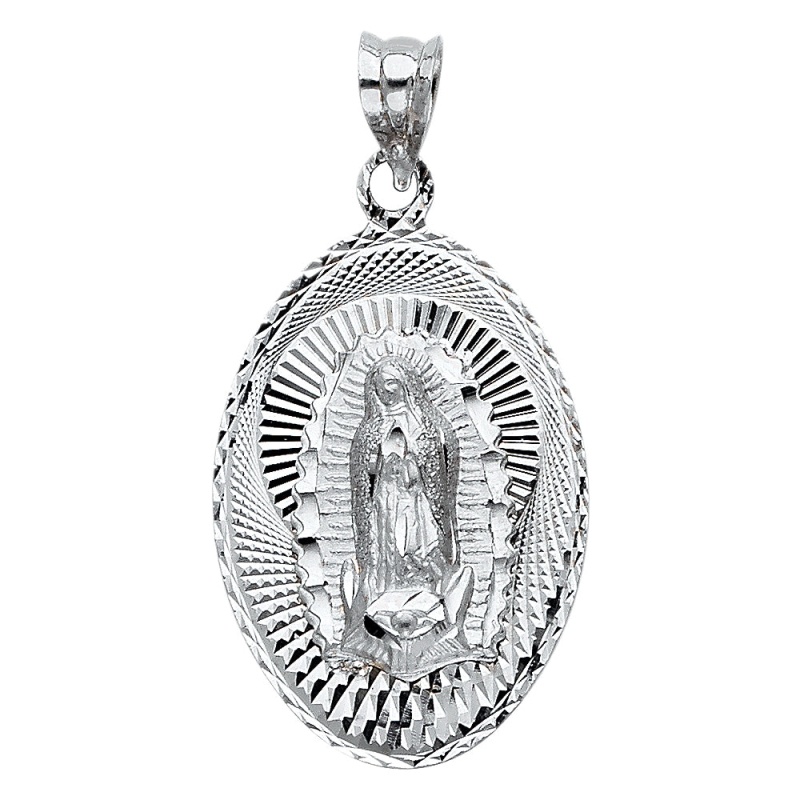 14K Gold Religious Guadalupe Charm Pendant
